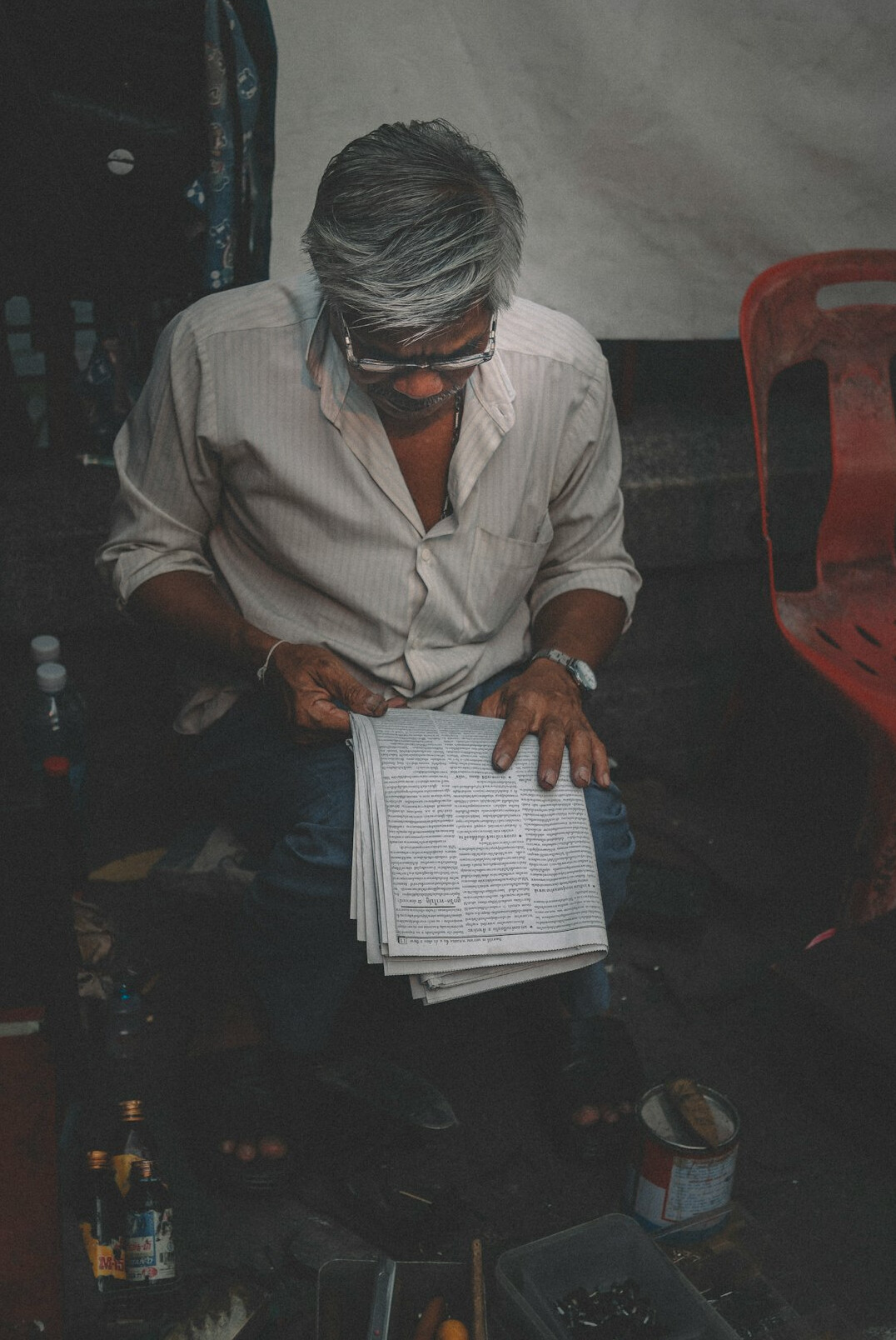 detective reviewing documents